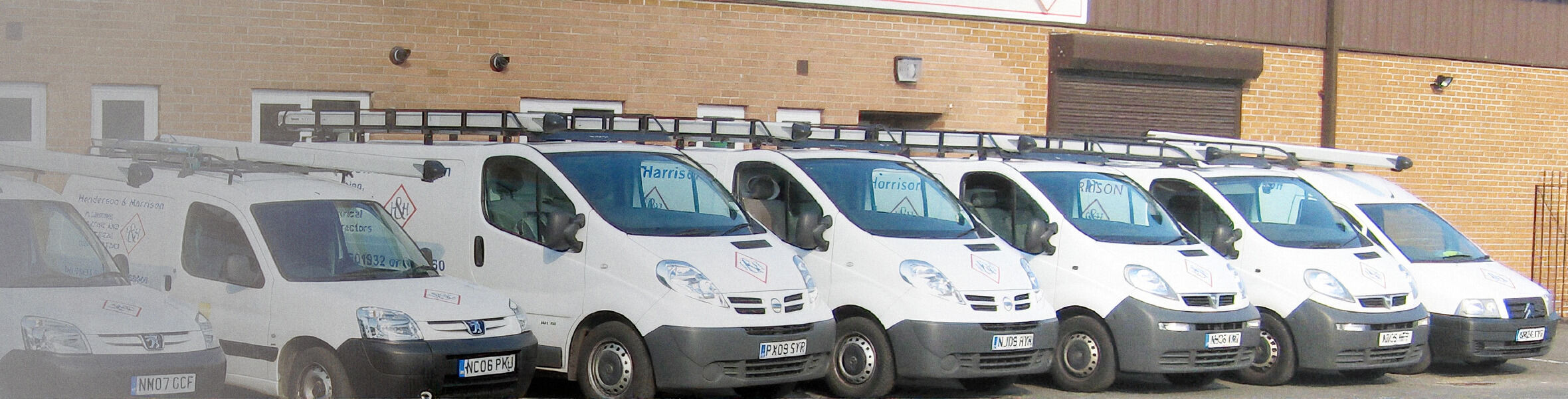 The Henderson & Harrison van fleet lined up outside the Hexham premises